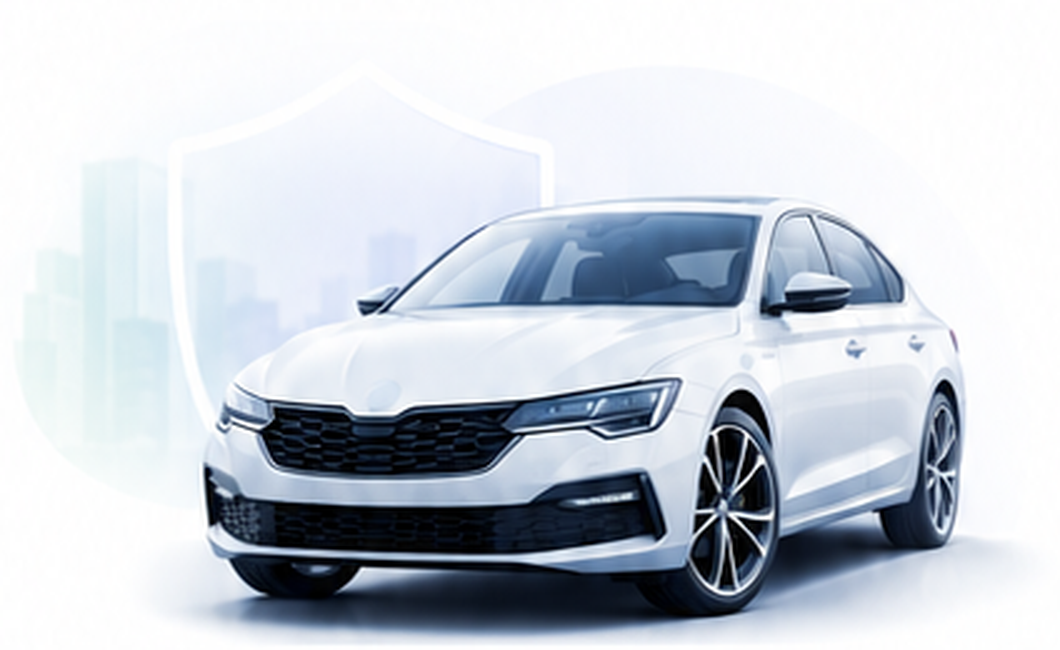 Білий автомобіль під страховим захистом PolisMarket